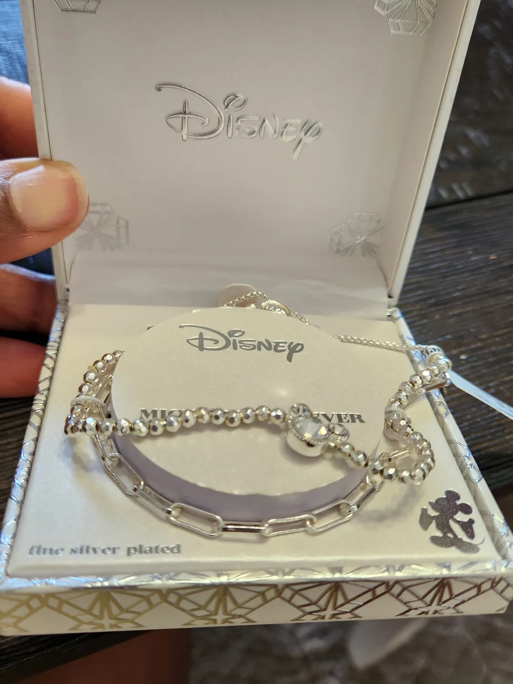 Disney Silver-Plated Mickey Crystal Bracelet - Silver - Picture 7 of 14